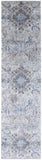 Homeroots 8' Ivory Taupe And Blue Floral Power Loom Distressed Stain Resistant Runner Rug  Polypropylene 513836