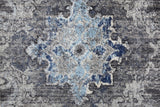 Homeroots 8' Ivory Taupe And Blue Floral Power Loom Distressed Stain Resistant Runner Rug  Polypropylene 513836