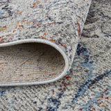 Homeroots 8' Ivory Taupe And Blue Floral Power Loom Distressed Stain Resistant Runner Rug  Polypropylene 513836