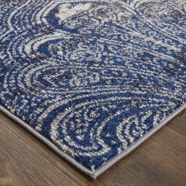 Homeroots 5' X 8' Taupe Blue And Ivory Abstract Power Loom Distressed Stain Resistant Area Rug  Polypropylene 513839