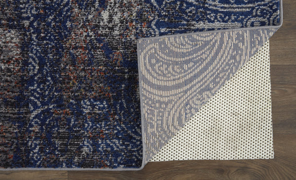 Homeroots 5' X 8' Taupe Blue And Ivory Abstract Power Loom Distressed Stain Resistant Area Rug  Polypropylene 513839