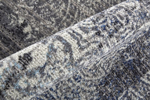 Homeroots 5' X 8' Taupe Blue And Ivory Abstract Power Loom Distressed Stain Resistant Area Rug  Polypropylene 513839