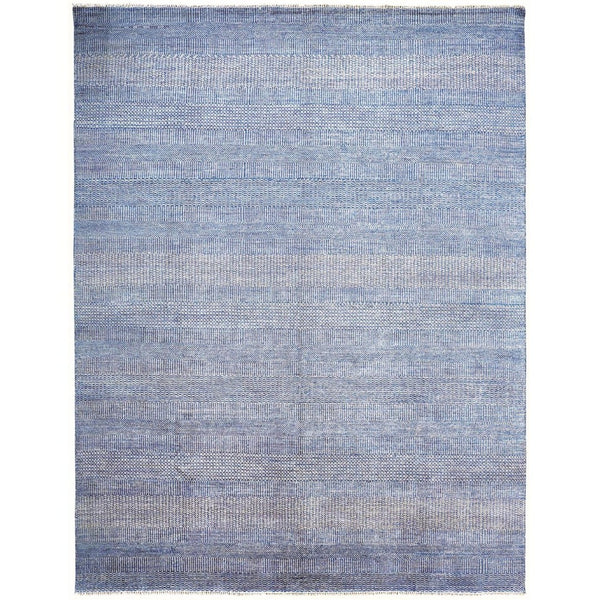 HomeRoots 8' Hand-Knotted Wool Area Rug in Blue and Silver Stripes - Durable, Artisan Craftsmanship for Any Room 8' X 10' 513846