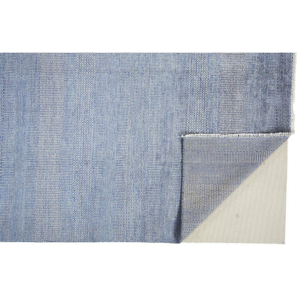 HomeRoots 8' Hand-Knotted Wool Area Rug in Blue and Silver Stripes - Durable, Artisan Craftsmanship for Any Room 8' X 10' 513846
