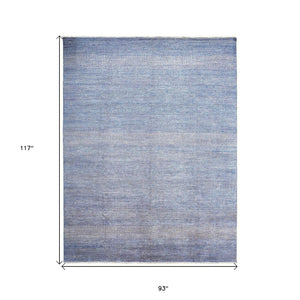 HomeRoots 8' Hand-Knotted Wool Area Rug in Blue and Silver Stripes - Durable, Artisan Craftsmanship for Any Room 8' X 10' 513846