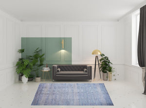 HomeRoots 8' Hand-Knotted Wool Area Rug in Blue and Silver Stripes - Durable, Artisan Craftsmanship for Any Room 8' X 10' 513846