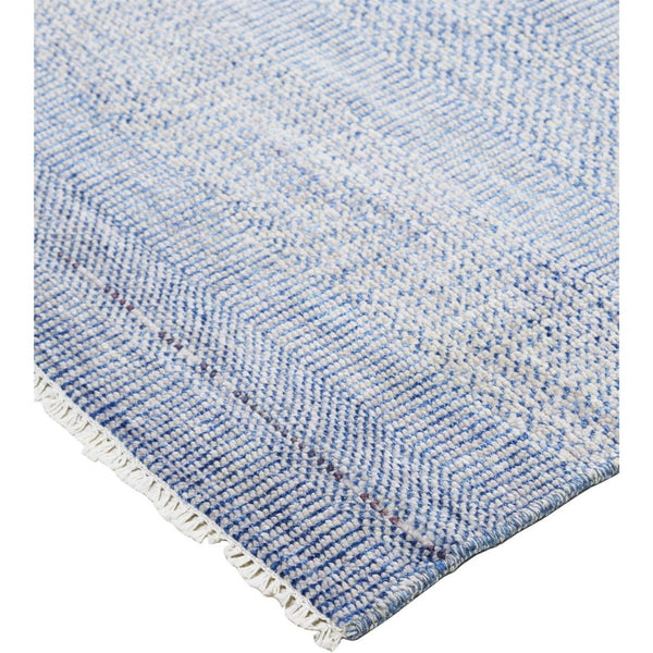 HomeRoots 8' Hand-Knotted Wool Area Rug in Blue and Silver Stripes - Durable, Artisan Craftsmanship for Any Room 9' X 12' 513847