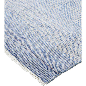 HomeRoots 8' Hand-Knotted Wool Area Rug in Blue and Silver Stripes - Durable, Artisan Craftsmanship for Any Room 12' X 15' 513850