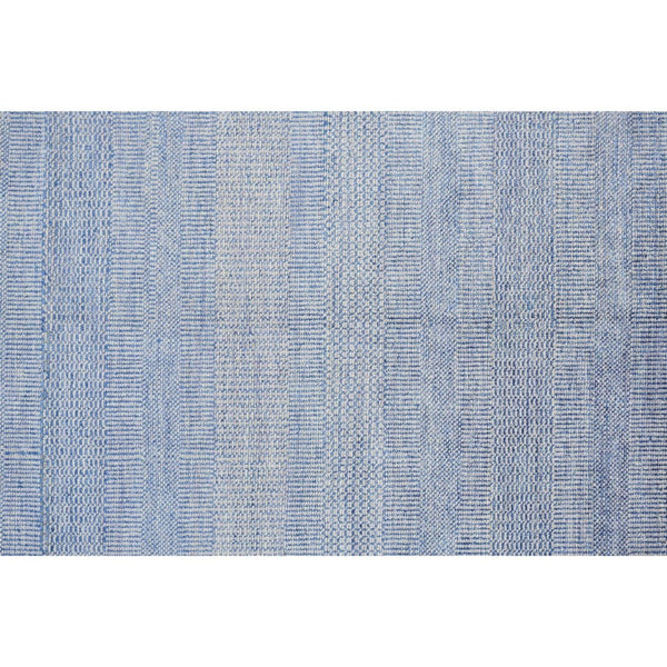 HomeRoots 8' Hand-Knotted Wool Area Rug in Blue and Silver Stripes - Durable, Artisan Craftsmanship for Any Room 12' X 15' 513850