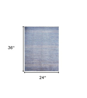 HomeRoots 8' Hand-Knotted Wool Area Rug in Blue and Silver Stripes - Durable, Artisan Craftsmanship for Any Room 2' X 3' 513851