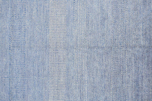 HomeRoots 8' Hand-Knotted Wool Area Rug in Blue and Silver Stripes - Durable, Artisan Craftsmanship for Any Room 2' X 3' 513851