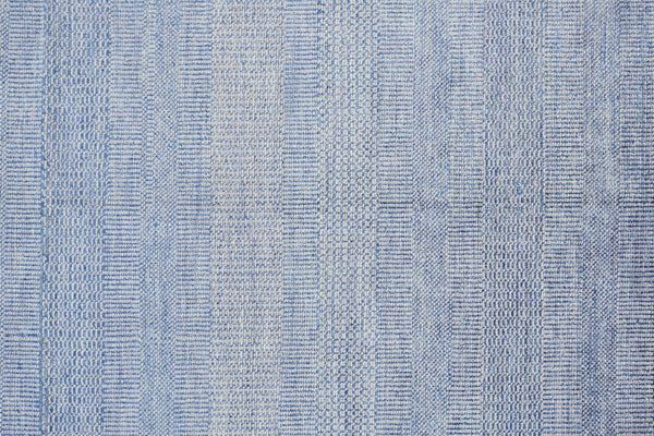 HomeRoots 8' Hand-Knotted Wool Area Rug in Blue and Silver Stripes - Durable, Artisan Craftsmanship for Any Room 2' X 3' 513851