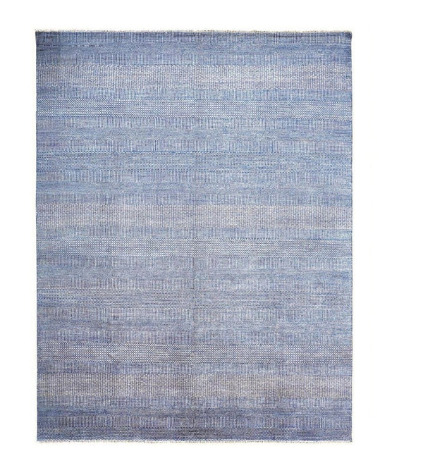 HomeRoots 8' Hand-Knotted Wool Area Rug in Blue and Silver Stripes - Durable, Artisan Craftsmanship for Any Room 2' X 3' 513851