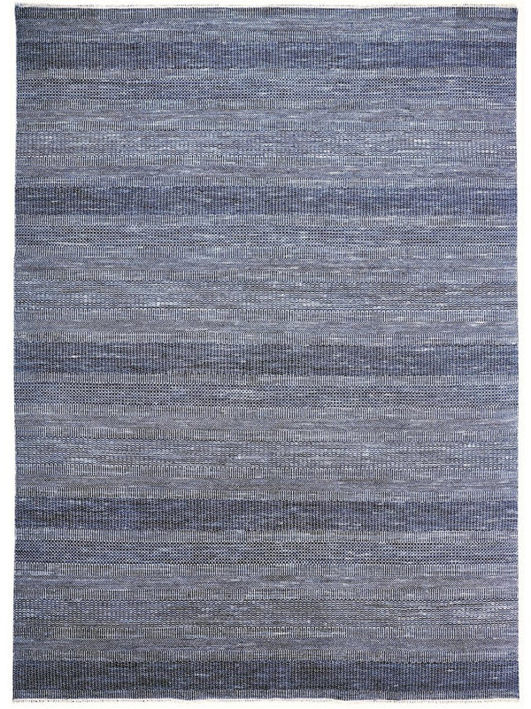 HomeRoots 8' Hand-Knotted Wool Area Rug in Striking Blue and Gray Stripes – Timeless Elegance for Any Room 8' X 10' 513852
