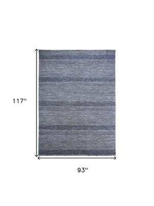 HomeRoots 8' Hand-Knotted Wool Area Rug in Striking Blue and Gray Stripes – Timeless Elegance for Any Room 8' X 10' 513852