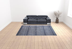 HomeRoots 8' Hand-Knotted Wool Area Rug in Striking Blue and Gray Stripes – Timeless Elegance for Any Room 9' X 12' 513853