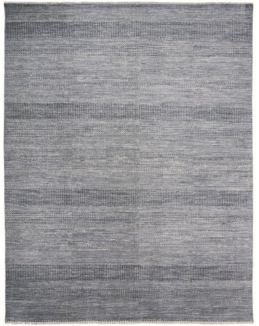 HomeRoots 8' Blue and Silver Striped Wool Shag Hand-Knotted Area Rug for Timeless Style and Comfort 9' X 12' 513859