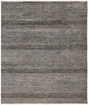 HomeRoots 8' Luxurious Hand-Knotted Wool Shag Area Rug with Timeless Gray, Ivory, and Brown Stripes for Cozy Living 2' X 3' 513875