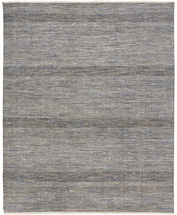 HomeRoots 5' Luxurious Hand-Knotted Wool Shag Area Rug in Silver and Brown – Perfect for Cozy Living Spaces 5' X 8' 513876