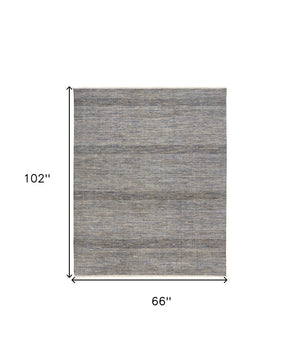 HomeRoots 5' Luxurious Hand-Knotted Wool Shag Area Rug in Silver and Brown – Perfect for Cozy Living Spaces 5' X 8' 513876