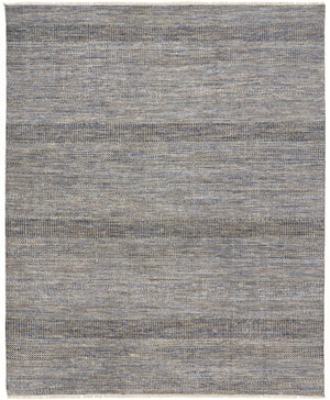 Homeroots 10' X 13' Silver Wool Striped Hand Knotted Area Rug Silver Wool 513877