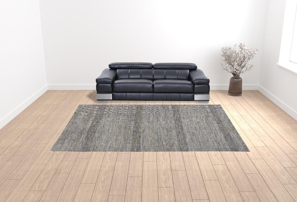 HomeRoots 5' Luxurious Hand-Knotted Wool Shag Area Rug in Silver and Brown – Perfect for Cozy Living Spaces 10' X 13' 513877