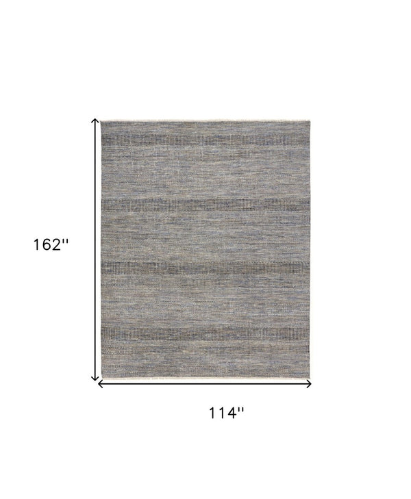 HomeRoots 5' Luxurious Hand-Knotted Wool Shag Area Rug in Silver and Brown – Perfect for Cozy Living Spaces 10' X 13' 513877
