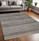 Homeroots 5' X 8' Gray Wool Striped Hand Knotted Area Rug Gray Wool 513878