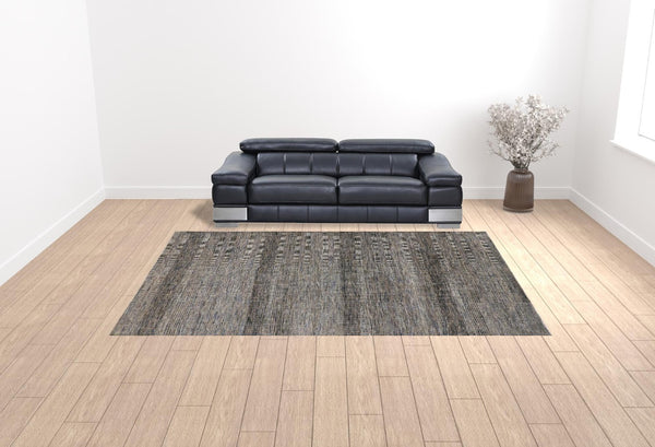 HomeRoots 5' Luxurious Hand-Knotted Wool Shag Area Rug in Silver and Brown – Perfect for Cozy Living Spaces 10' X 13' 513879