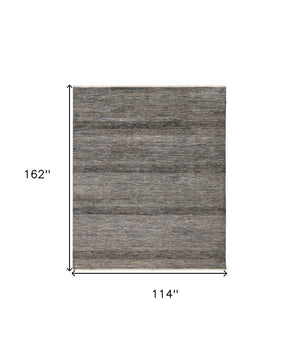 HomeRoots 5' Luxurious Hand-Knotted Wool Shag Area Rug in Silver and Brown – Perfect for Cozy Living Spaces 10' X 13' 513879