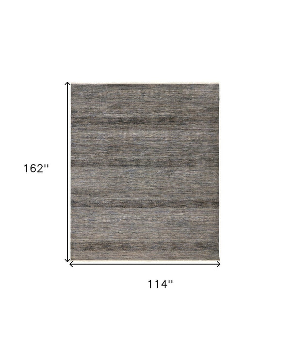 HomeRoots 5' Luxurious Hand-Knotted Wool Shag Area Rug in Silver and Brown – Perfect for Cozy Living Spaces 10' X 13' 513879