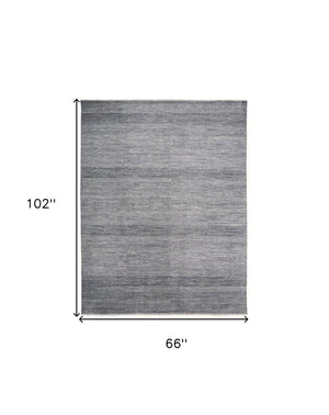 HomeRoots 5' Luxurious Hand-Knotted Wool Shag Area Rug in Silver and Brown – Perfect for Cozy Living Spaces 5' X 8' 513880