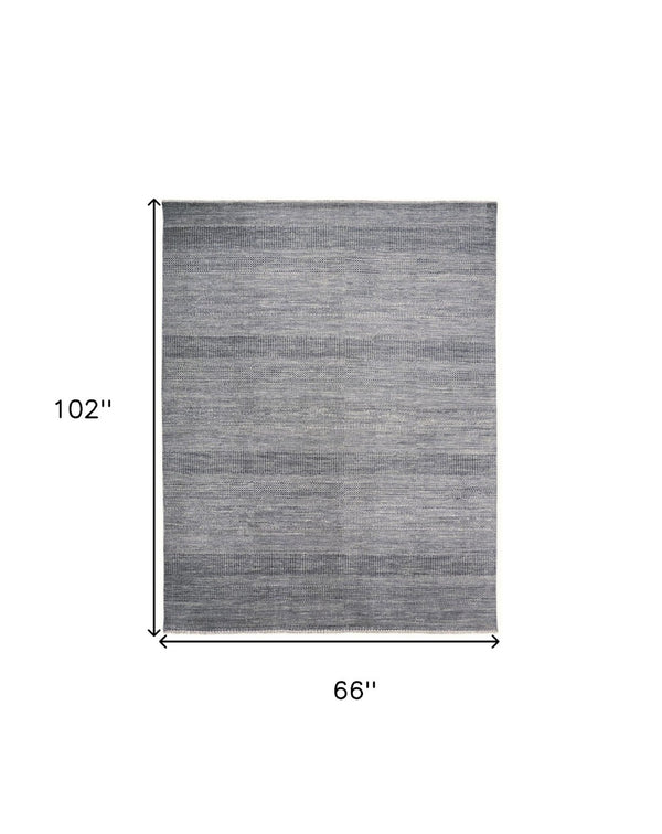 HomeRoots 5' Luxurious Hand-Knotted Wool Shag Area Rug in Silver and Brown – Perfect for Cozy Living Spaces 5' X 8' 513880