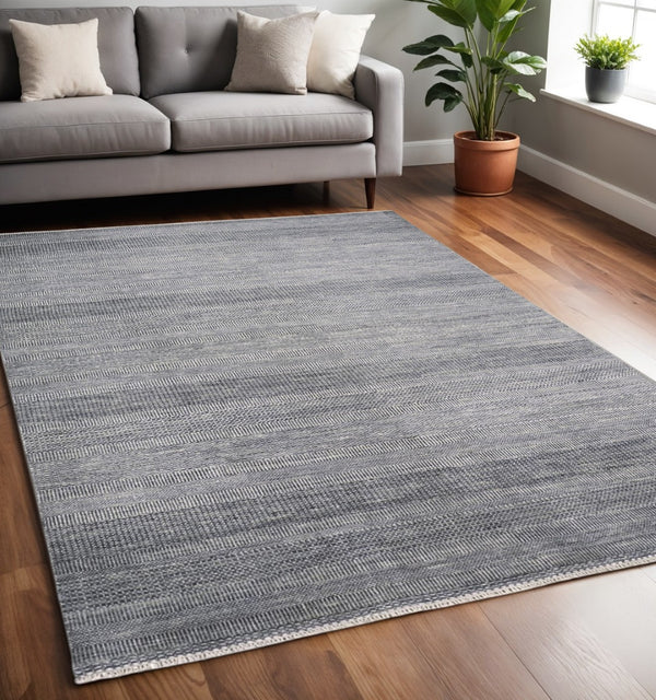 HomeRoots 5' Luxurious Hand-Knotted Wool Shag Area Rug in Silver and Brown – Perfect for Cozy Living Spaces 5' X 8' 513880