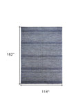 Homeroots 10' X 13' Blue And Gray Wool Striped Hand Knotted Area Rug Blue,Gray Wool 513883