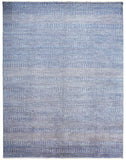 Homeroots 5' X 8' Blue And Silver Wool Striped Hand Knotted Area Rug Blue,Silver Wool 513884