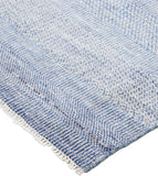 Homeroots 5' X 8' Blue And Silver Wool Striped Hand Knotted Area Rug Blue,Silver Wool 513884