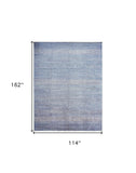 Homeroots 10' X 13' Blue And Silver Wool Striped Hand Knotted Area Rug Blue,Silver Wool 513885