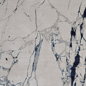 HomeRoots 4' Marble-Inspired Area Rug in Ivory and Blue - Distressed Design for Elegant Home Decor 4' X 6' 513886