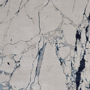 HomeRoots 4' Marble-Inspired Area Rug in Ivory and Blue - Distressed Design for Elegant Home Decor 5' X 8' 513887
