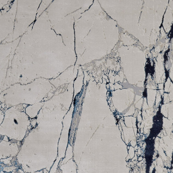 HomeRoots 4' Marble-Inspired Area Rug in Ivory and Blue - Distressed Design for Elegant Home Decor 8' X 10' 513888