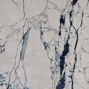 HomeRoots 4' Marble-Inspired Area Rug in Ivory and Blue - Distressed Design for Elegant Home Decor 7' X 10' 513889