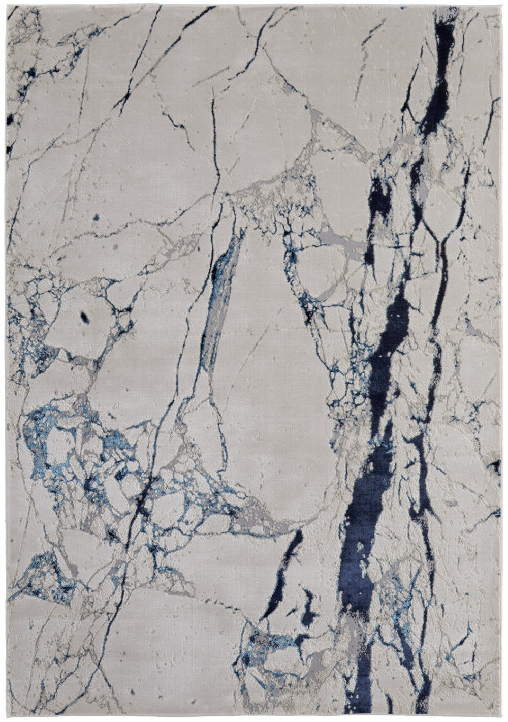 HomeRoots 4' Marble-Inspired Area Rug in Ivory and Blue - Distressed Design for Elegant Home Decor 9' X 12' 513890