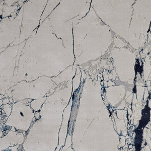 HomeRoots 4' Marble-Inspired Area Rug in Ivory and Blue - Distressed Design for Elegant Home Decor 10' X 13' 513891