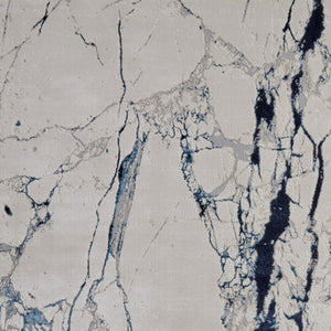 HomeRoots 4' Marble-Inspired Area Rug in Ivory and Blue - Distressed Design for Elegant Home Decor 12' X 15' 513893