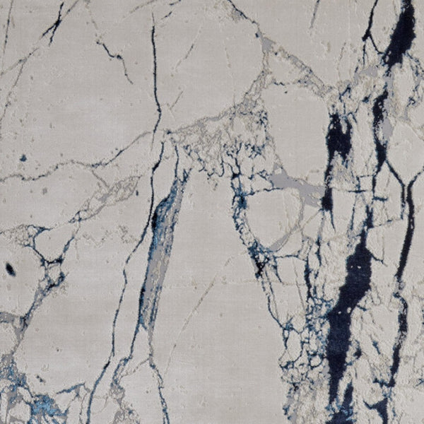 HomeRoots 4' Marble-Inspired Area Rug in Ivory and Blue - Distressed Design for Elegant Home Decor 12' X 15' 513893