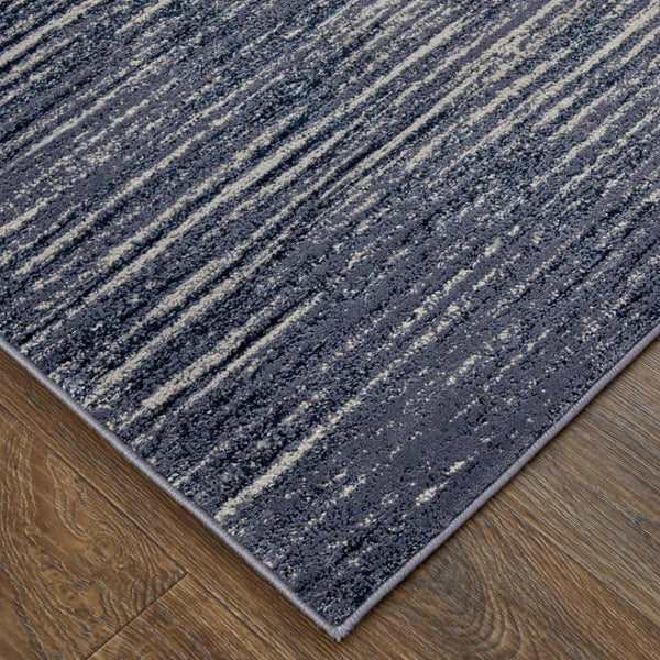 HomeRoots 4' Blue and Ivory Striped Area Rug - Distressed Power Loomed Design for Coastal Charm and Style 7' X 10' 513897