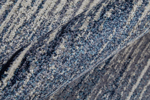 HomeRoots 4' Blue and Ivory Striped Area Rug - Distressed Power Loomed Design for Coastal Charm and Style 7' X 10' 513897