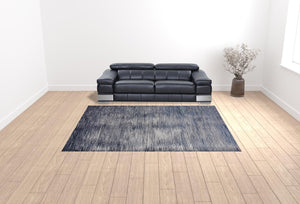 HomeRoots 4' Blue and Ivory Striped Area Rug - Distressed Power Loomed Design for Coastal Charm and Style 9' X 12' 513898
