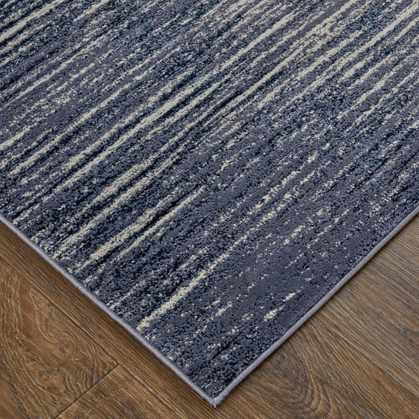 HomeRoots 4' Blue and Ivory Striped Area Rug - Distressed Power Loomed Design for Coastal Charm and Style 10' X 13' 513899